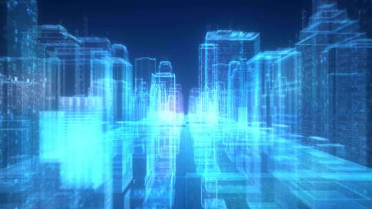 蓝色科技建筑智慧城市全息投影