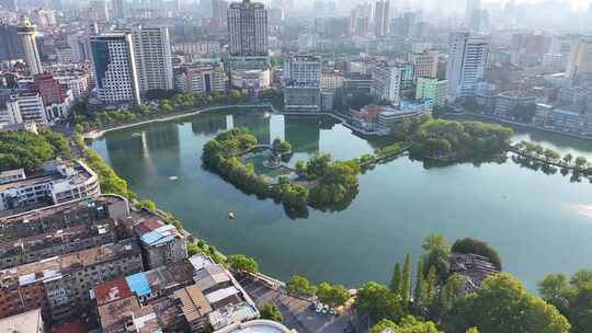 江西南昌东湖区八一公园航拍城市地标风景风