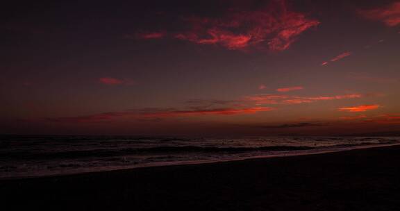 延时拍摄海滩从黎明到黄昏