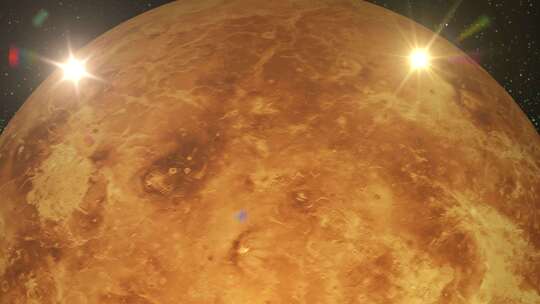 行星金星旋转动画，体积云，星空，星星闪烁