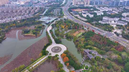 浙江绍兴会稽山大禹陵景区航拍越城区风景大视频素材模板下载