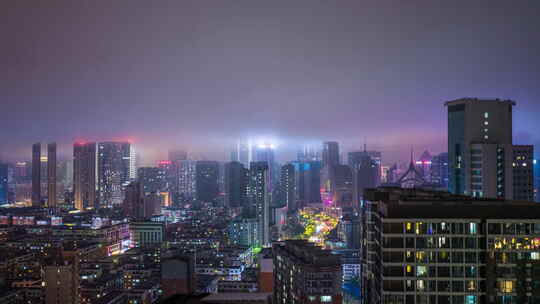 沈阳73年以来最强降雨过后的平流雾夜空