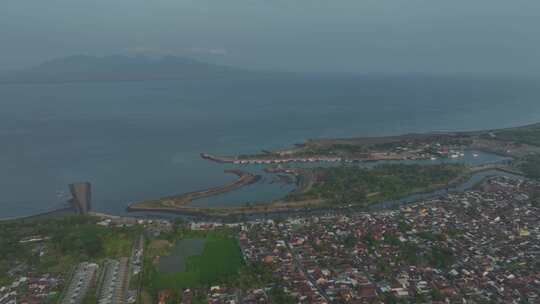 HDR印尼爪哇岛外南梦城市沿海风光航拍视频素材模板下载