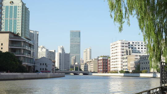 上海河流河道城市大厦高楼