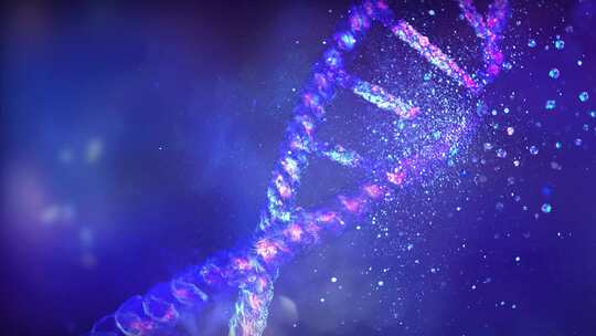 科技感旋转的DNA与分子结构3D渲染