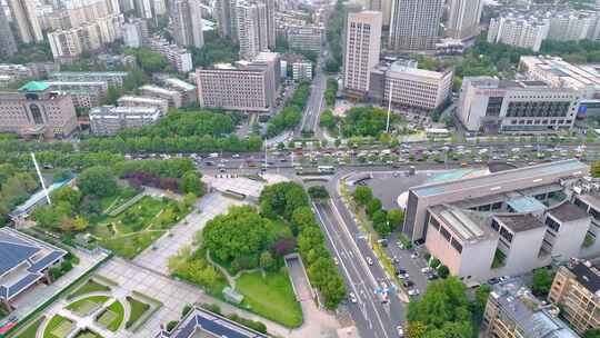 湖北武汉东湖城市风景风光航拍车流交通听涛