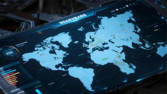 科技感世界地图数据展示屏