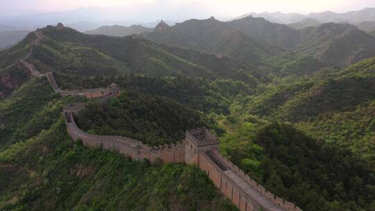 长城大气震撼晚霞建筑脉络光影