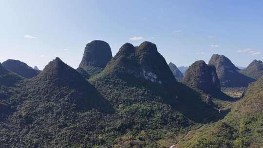 广西桂林阳朔山水桂林喀斯特地貌航拍