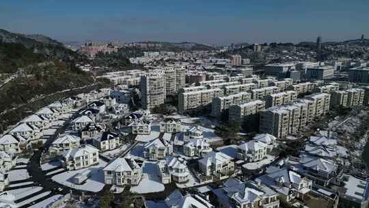 雪后城市航拍全景