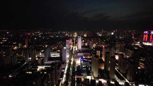 航拍安徽宿州城市夜景交通