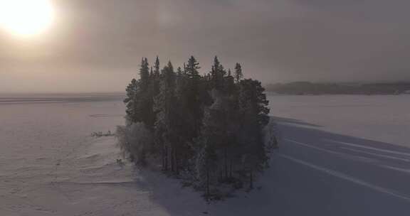 航拍瑞典森林雪景