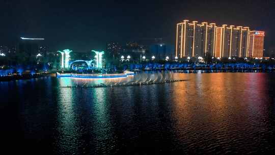 邯郸市大名县 大名府 老城 航拍 市区夜景