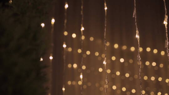 新年派对上闪烁的圣诞灯视频素材模板下载