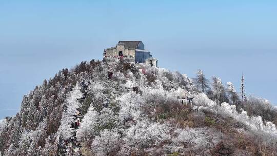 湖南衡阳南岳衡山祝融峰雾凇航拍