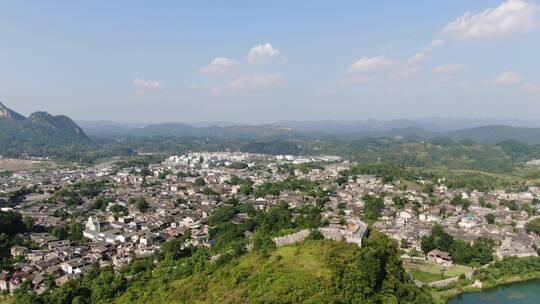 航拍贵州贵阳青岩古镇5A景区