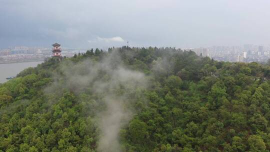 航拍鄂州西山风景区云雾缭绕仙境 鄂州空镜