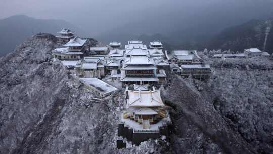 湖北随州大洪山冬季雪景航拍