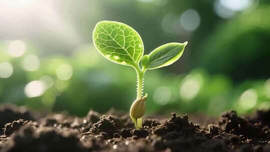 幼苗破土发芽特写