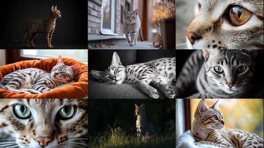 优雅埃及猫小猫猫咪的迷人瞬间高清在线视频素材下载