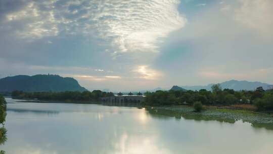 杭州萧山区湘湖晨曦航拍