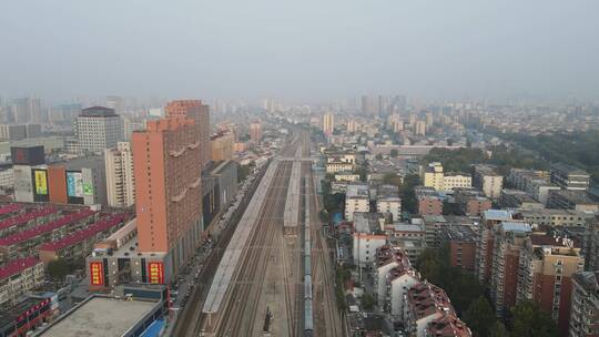 航拍山东济南城市风光地标建筑