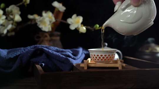 功夫茶泡茶细节特写茶艺