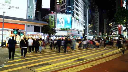 香港街头人流延时行人街道铜锣湾步行街人群