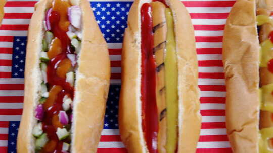 美国国旗上的汉堡