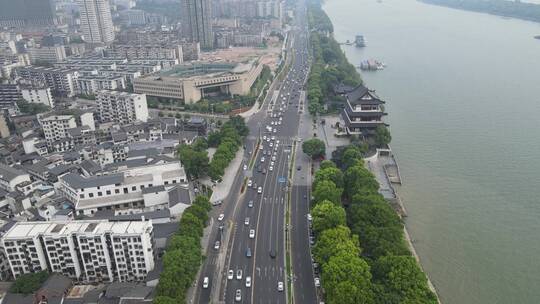 航拍湖南长沙湘江路交通大道