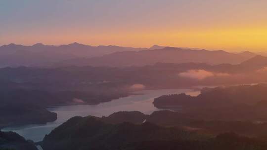 山峦山区朝霞晨曦浙江安吉航拍