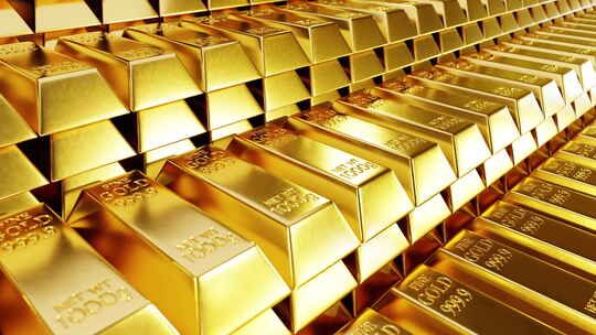 经济 经融 金条 黄金 整齐堆放的金条