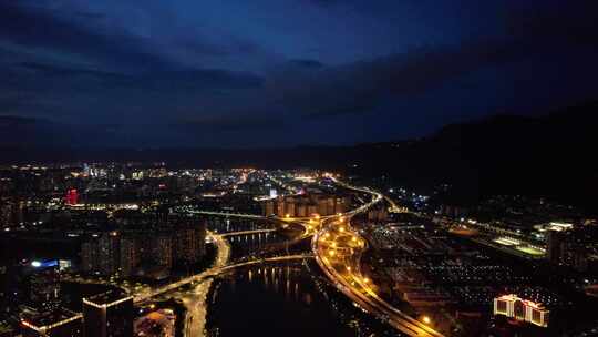 福建福州大景城市夜景灯光航拍