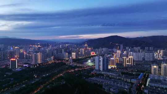 青海西宁夜景航拍