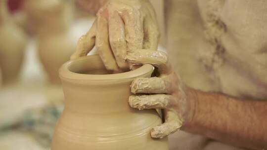 彩陶制作 彩陶  彩陶工艺 陶器 陶器加工视频素材模板下载