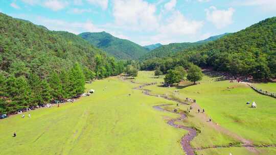 黑龙江伊春飞鹤金山鹿苑风景航拍