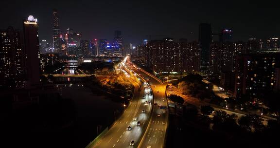 广州城市夜景交通