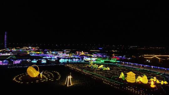 宁波达人村夜景4K航拍原素材