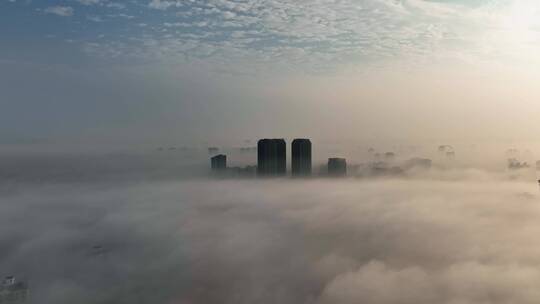 上海城市平流雾航拍