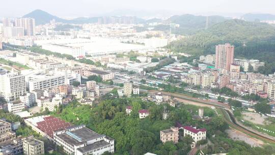 航拍深圳龙华区观澜城市建筑景观