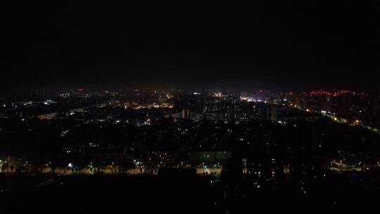 高空飞向城市夜景