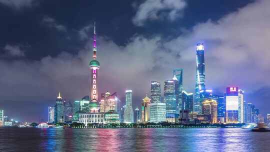 上海城市的延时夜景
