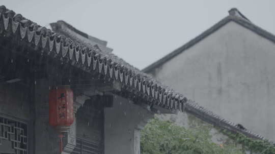 古建筑屋檐下雨 意境水滴 唯美屋檐雨滴