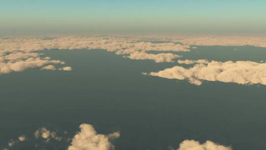 在云层上方的天空中飞翔，循环视频