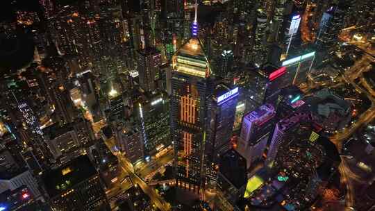 香港中环广场夜景航拍视频4K30P