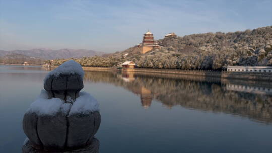 电影镜头北京颐和园雪后的万寿山