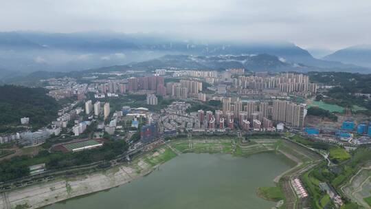 航拍湖北宜昌秭归县全景