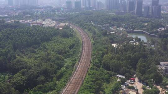 航拍深圳龙华区观澜铁路建设