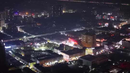 邵阳洞口县城市夜景俯瞰视角灯火辉煌的景象