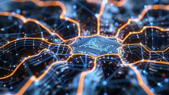 科技感粒子光效网络线路画面